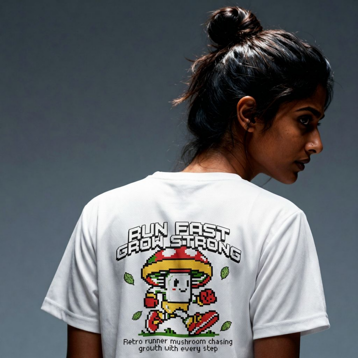 Run Fast Grow Strong Performance – Poliamida Premium & Proteção UV-50 (estampa nas costas)